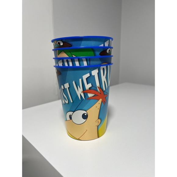 Brand new! FOUR (4) Disney Phineas and Ferb‎ reusable bpa free plastic cups - Picture 1 of 4